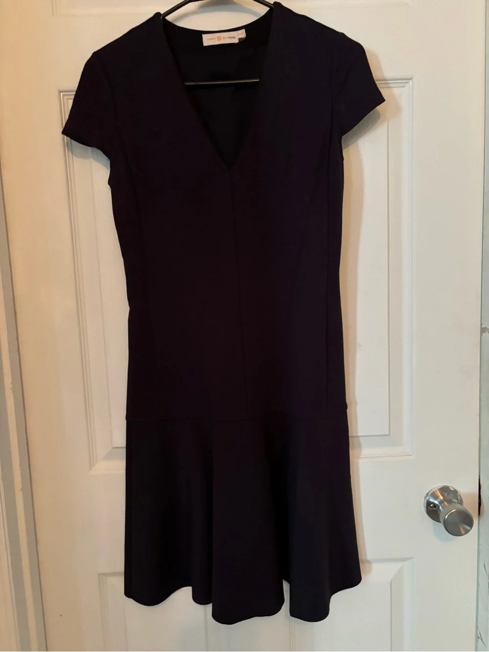 Tory Burch dark blue  Short-Sleeve Flared Hem Mini Dress